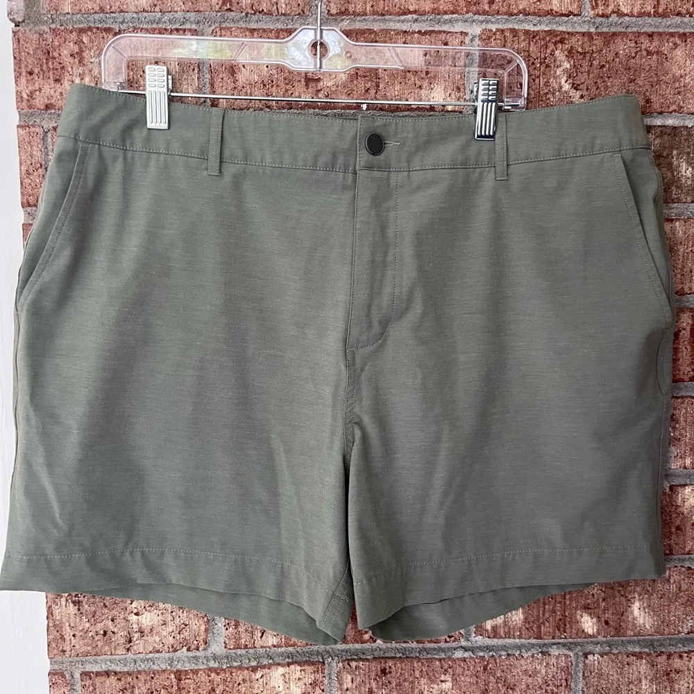 Faherty Light Olive Sage Green All Day Shorts Belt Loop 5” inseam